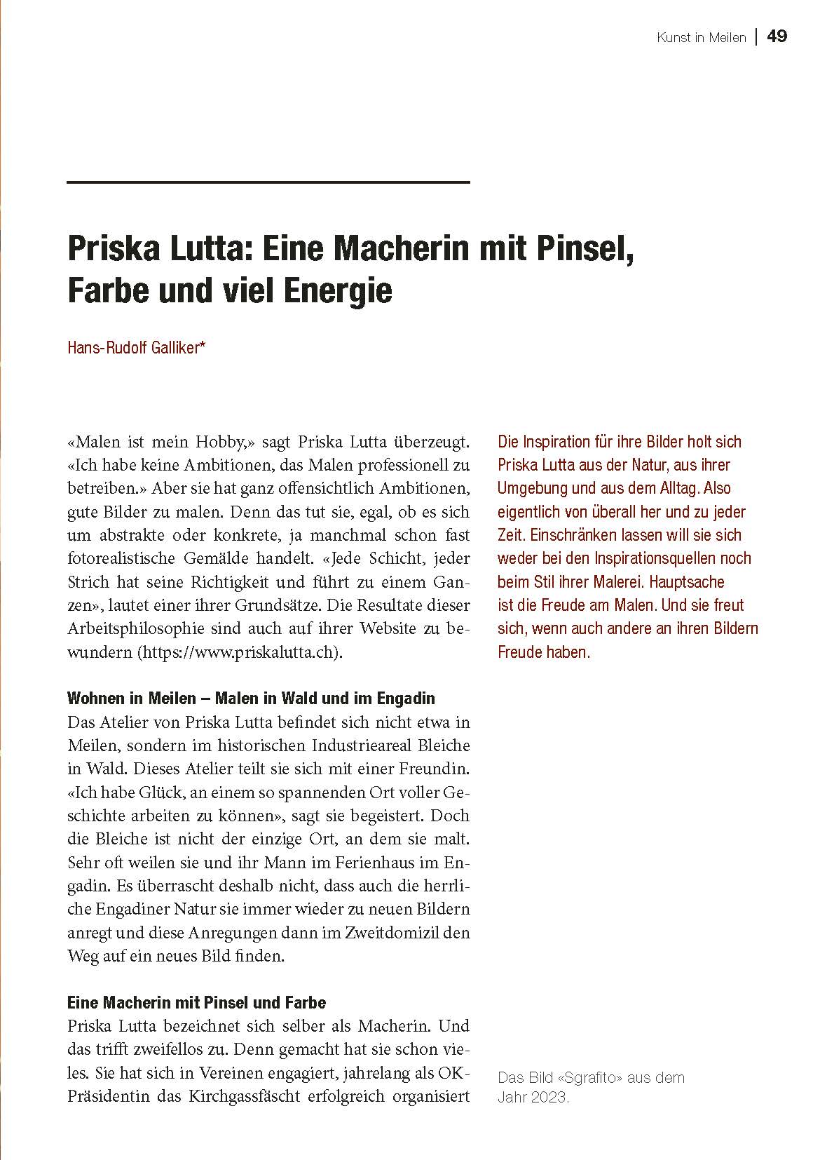 Heimatbuch Meilen 2024 mit dem Schwerpunktthema: Kunst in Meilen